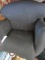 PAIR OF ROLLED ARM SWIVEL CHAIRS DARK BLUE