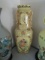 LARGE ORIENTAL VASE YELLOW WITH FLORAL DESIGN SQUARE TOP WITH DAMAGE