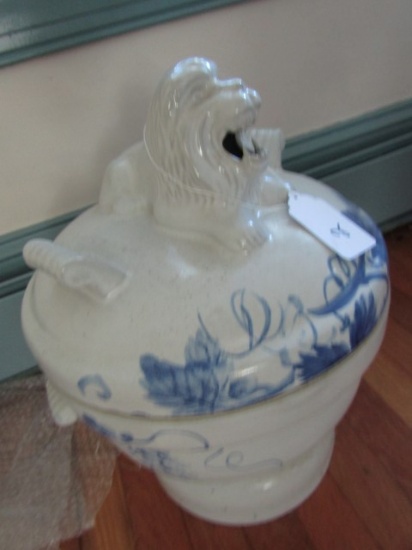 CHINESE CERAMIC GRILL WITH LION DECORATION 16 X 14