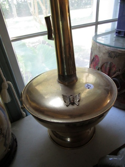 BRASS HEATER WITH BUTTERFLY DESIGN APPROX 16 INCH TALL