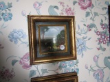 FOUR HAND PAINTED TILES FRAMED LANDSCAPE SCENE 10 X 10