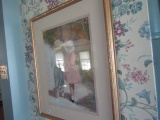 FRAMED UNDER GLASS PRINT LITTLE GIRL AND BOY IN SUNDAY BEST 29 X 24