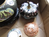 4 PC CLOISONNE ASHTRAYS AND COVERED DISH