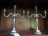 2 THREE CANDLE CANDELABRAS SILVER PLATED