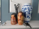 MISC DECORATIVES INCLUDING TROPHY AND MADE IN CHINA VASE AND DECORATIVES