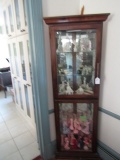 CORNER GLASS CURIO CABINET 2 DOOR WITH 4 GLASS SHELVES 70 INCH X 21