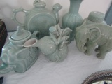 LOT OF BOMBAY COMPANY ORIENTAL STYLE TEA POTS FIGURINES AND MORE
