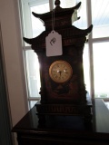 QUARTZ MANTEL CLOCK BATTERY OPERATED WITH ORIENTAL STYLE CASE