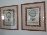 PAIR OF EARLY CARTOON TYPE PRINTS FRAMED UNDER GLASS GILT FRAMES 30 X 24