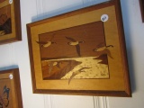 4 CARVED SCENES INCLUDING WATERFOWL SAILBOAT AND CANYONS