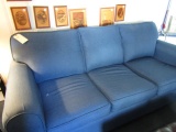 BLUE ROLLED ARM SLEEP SOFA