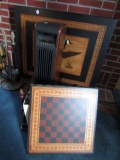 TOWER FAN WITH CHECKER BOARD AND MAGAZINE RACK