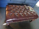 PLEATED LEATHER OTTOMAN