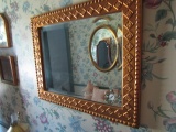 WALL HUNG BEVELED MIRROR WITH GOLD FRAME 25 X 21