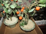 COLLECTION OF MINIATURE JADE TREES AND FRUIT