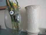 LENOX AND CLEAR GLASS VASE APPROX 12 INCH TALL
