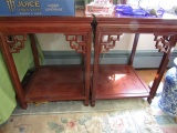 PAIR OF MATCHING ROSEWOOD ORIENTAL STYLE END TABLES 20 X 20 X 28