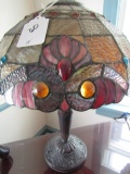 VICTORIAN STYLE REPRODUCTION SLAG GLASS LAMP