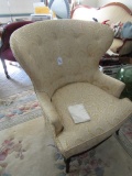 YELLOW UPHOLSTERED WING BACK CHAIR