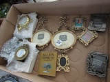 BOX OF NEW BOMBAY COMPANY DECORATIVES PICTURE FRAMES BRASS TURTLE AND MORE