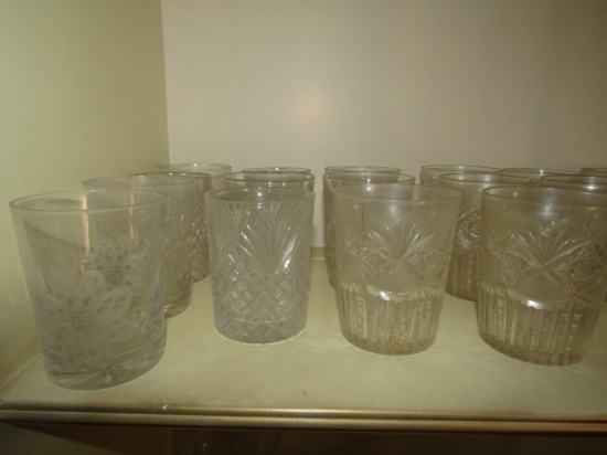 30 PCS MOSTLY TP PATTERN CRYSTAL GLASSES AND VINEGARS