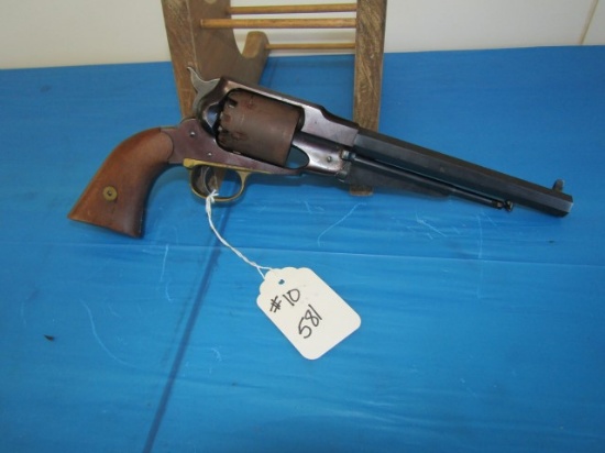 BLACK POWDER REVOLVER FOREIGN MADE WITH 8 INCH BARREL UNKNOWN CALIBER WITH