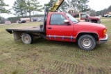 #6801 1994 GMC FLAT BED 245027 MILES AUTO TRANS AM FM BRAND C TITLE 8' FLAT