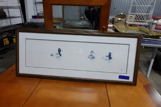 KEN HULL PRINT 111/250 RING NECK DUCKS APPROX 36" X 15"