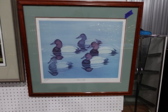 FRAMED UNDER GLASS DUCKS UNLIMITED PRINT POOL 16 CANS GEORGE C KIEFFER APPR