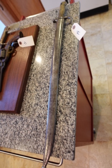 POSSIBLY WWI FRENCH BAYONT 1874 APPROX 2 1/2 FEET LONG WITH METAL SCABBORD
