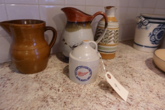 COLLECTION OF STONEWARE PITCHERS AND REDWING STONE WARE CO JUG