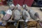 7 LIFE SIZE CORK MALLARD DECOYS 4 DRAKES 3 HENS ALL HAVE CARVED WOODEN HEAD