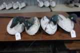 4 LIFE SIZE CORK DRAKE GOLDEN EYE DECOYS WITH CARVED WOODEN HEADS PLYWOOD B