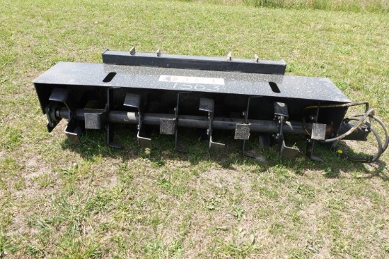 #1503 SKID STEER TILLER QUICK MOUNT 6' LONG HYD LINES LIKE NEW CONDITION
