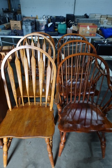 TOTAL 6 CHAIRS TWO ARM AND FOUR SIDE WINDSOR STYLE