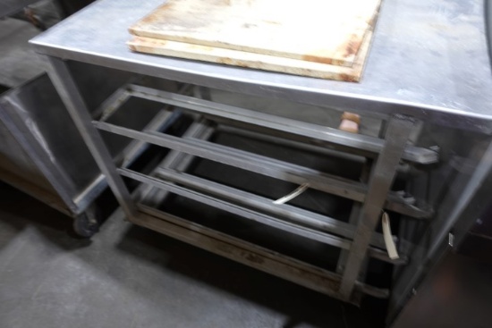 #10 CAN RACK 3 TIER ON CASTERS WITH ALUMINUM WORK TOP