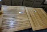 TWO TEAK TOP TABLES 36 X 36