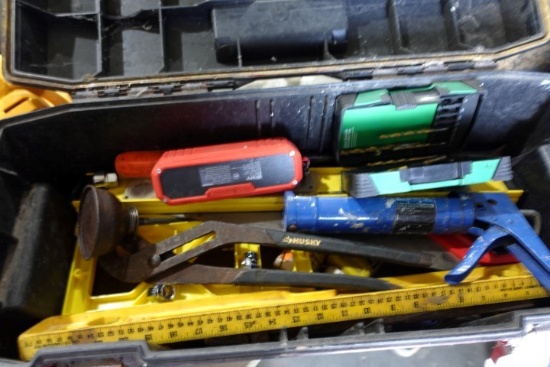 STANLEY TOOL BOX WITH TOOLS INCLUDING LEVELS PLIERS DRILL BITS BLUETOOTH SP