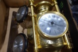 FREE STANDING BRASS CLOCK BAROMETER AND DESK TOP BAROMETER THERMOMETER