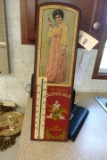 BUDWEISER THERMOMETER REPRODUCTION ON WOOD 24 X 7