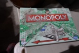 MONOPOLY BOARD GAME AND BBQ UTENSILS IN CASE