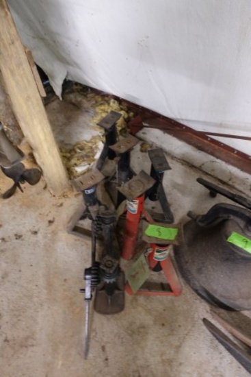PAIR OF ANTIQUE JACKS AND SIX JACK STANDS