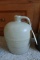 LARGE SALT GLAZED JUG WITH HANDLE APPROX 11 INCH TALL 9 INCH ACROSS