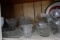 CONTENTS OF KITCHEN CABINET INCLUDING CLEAR GLASS SERVING BOWLS SALAD BOWLS