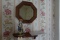 SMALL SHELF LOT WITH FIGURINE FARM BOY SMALL OCTAGON MIRROR