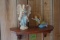 SMALL SHELF WITH 2 ANGEL FIGURINES