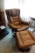 LEATHER RECLINER WITH OTTOMAN