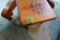 SMALL WOODEN FOOT STOOL WITH STRAWBERRY PAINTING