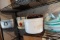 WIRE RACK AND CONTENTS INCLUDING CLEANING SUPPLIES FLOWER POTS BUCKETS ETC