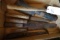BOX LOT VINTAGE BUTCHER KNIVES AND MEAT CLEAVER